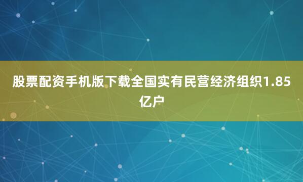 股票配资手机版下载全国实有民营经济组织1.85亿户